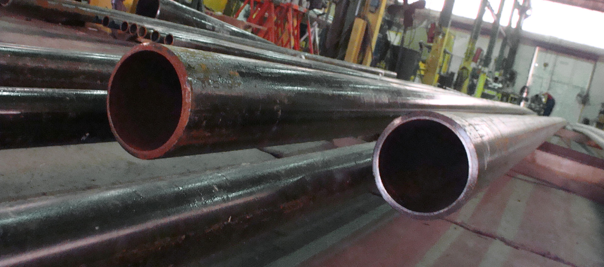 Steel pipe in the fabrication shop